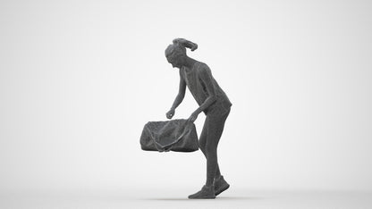 3D human model woman sport, photogrammetry scanned person for archviz, square thumbnail