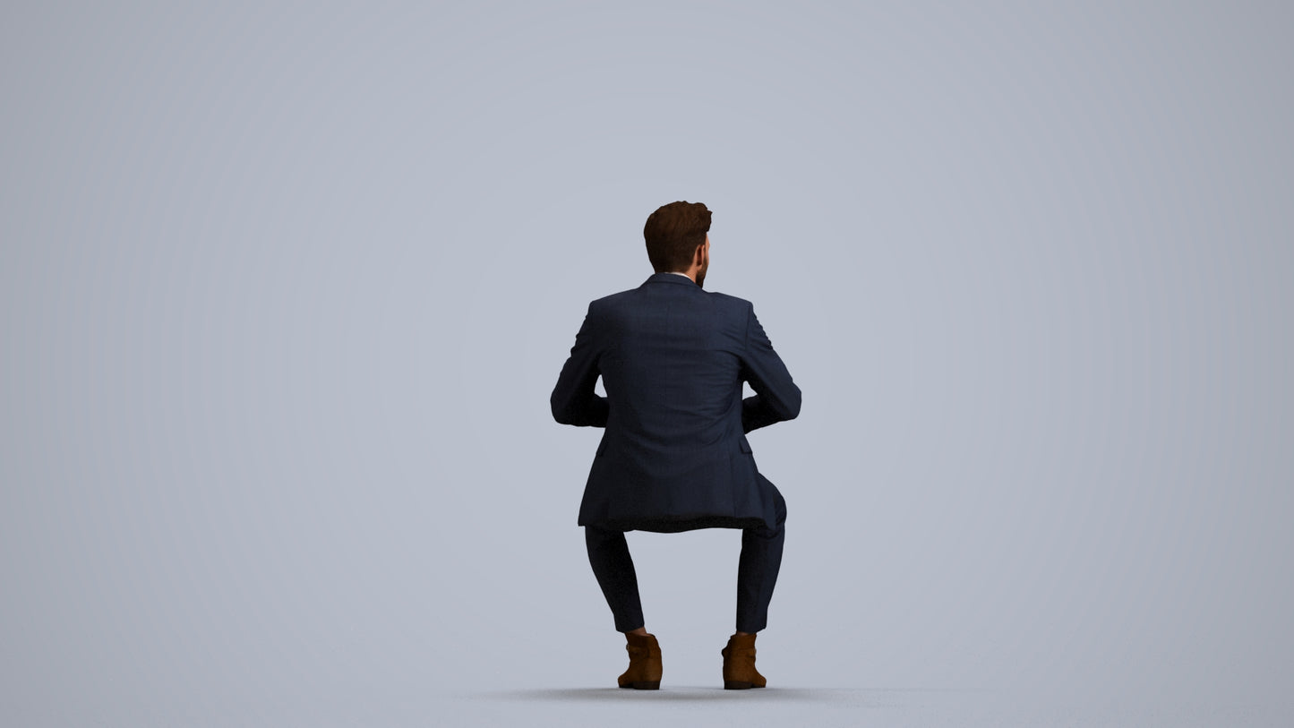 scanned 3D man business, photogrammetry people for Enscape and V-Ray, front view render