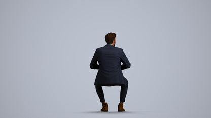 scanned 3D man business, photogrammetry people for Enscape and V-Ray, front view render