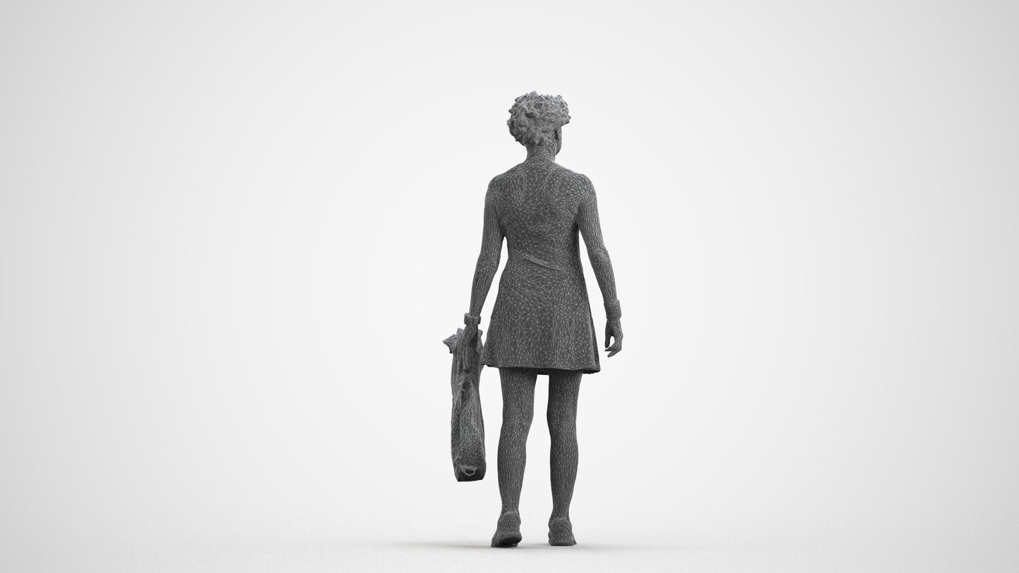 realistic 3D woman sport, scanned archviz people for Blender and 3ds Max, wireframe front view