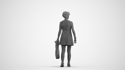 realistic 3D woman sport, scanned archviz people for Blender and 3ds Max, wireframe front view