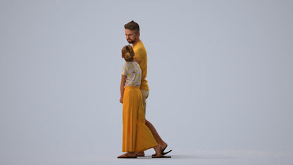 realistic 3D human girl casual kids, archviz people FBX OBJ for Blender, three-quarter view render