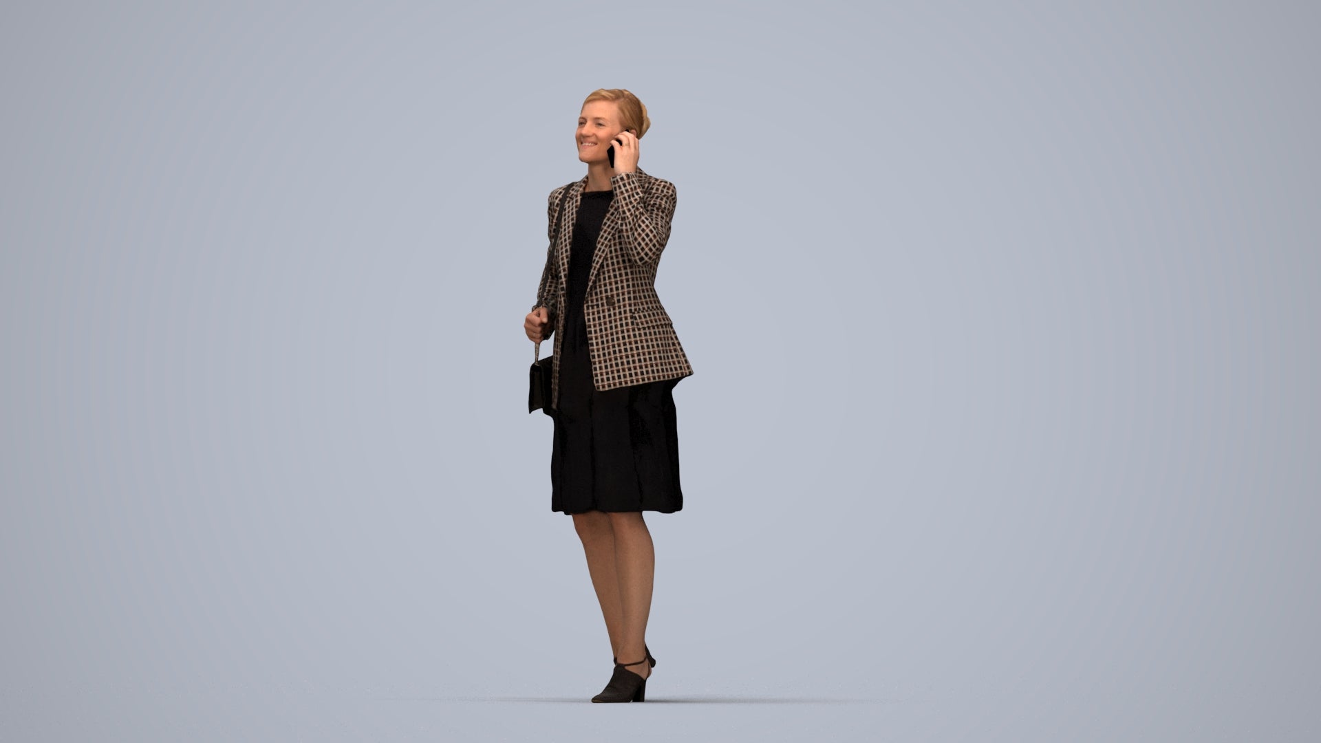 photogrammetry 3D woman business, realistic human model archviz FBX, top-down view render