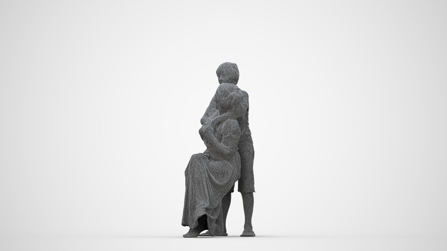 realistic 3D human girl casual kids, archviz people FBX OBJ for Blender, wireframe back view