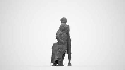 realistic 3D human girl casual kids, archviz people FBX OBJ for Blender, wireframe back view