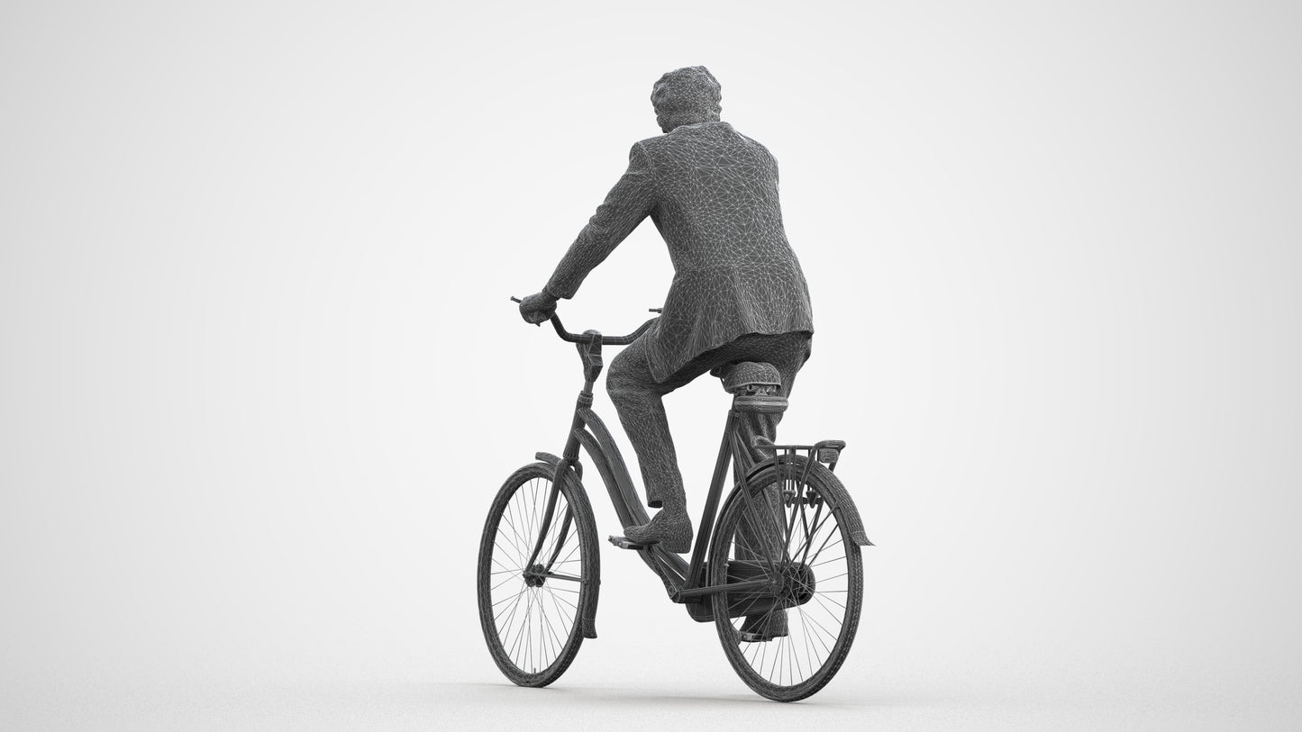 realistic 3D people man business cycling, render-ready for V-Ray and Corona, FBX OBJ, wireframe front view