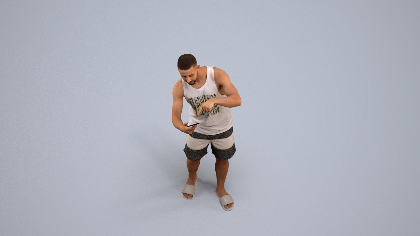 3D scanned man standing, photorealistic archviz people for Enscape and SketchUp, back view render