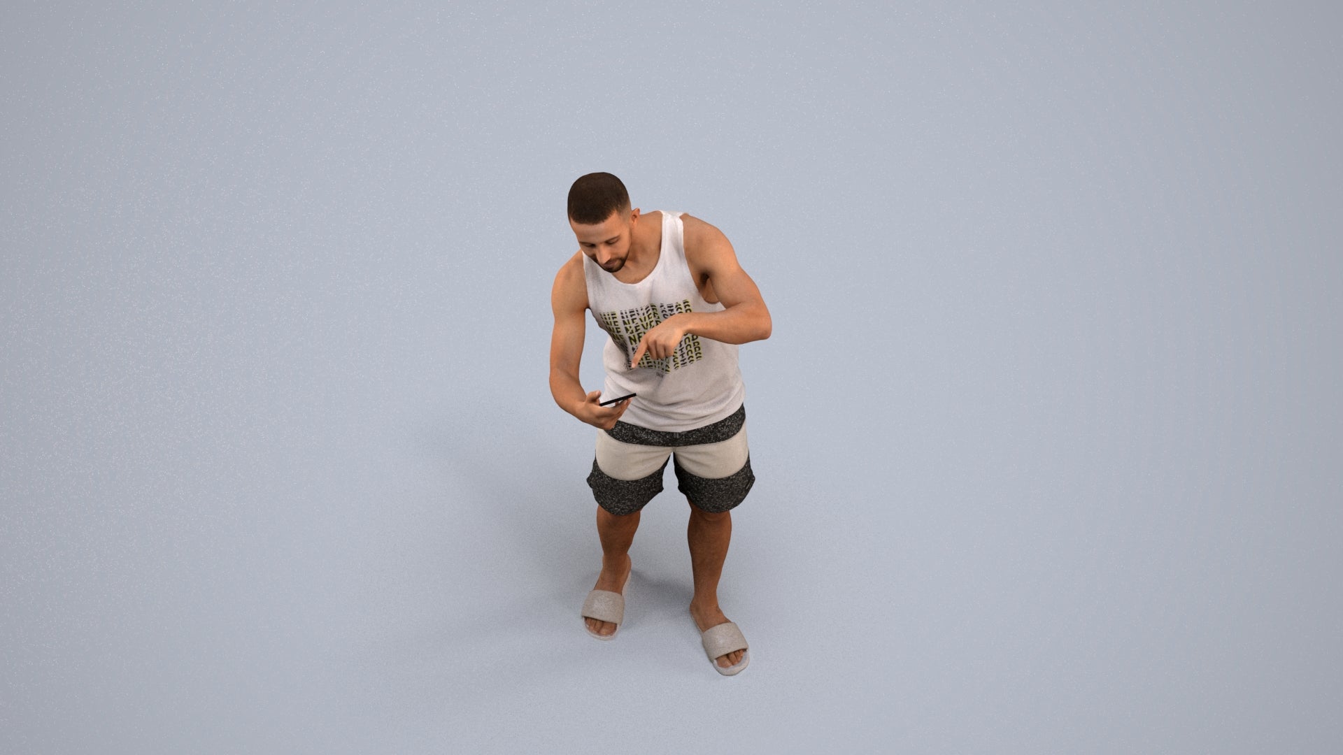 3D scanned man standing, photorealistic archviz people for Enscape and SketchUp, back view render
