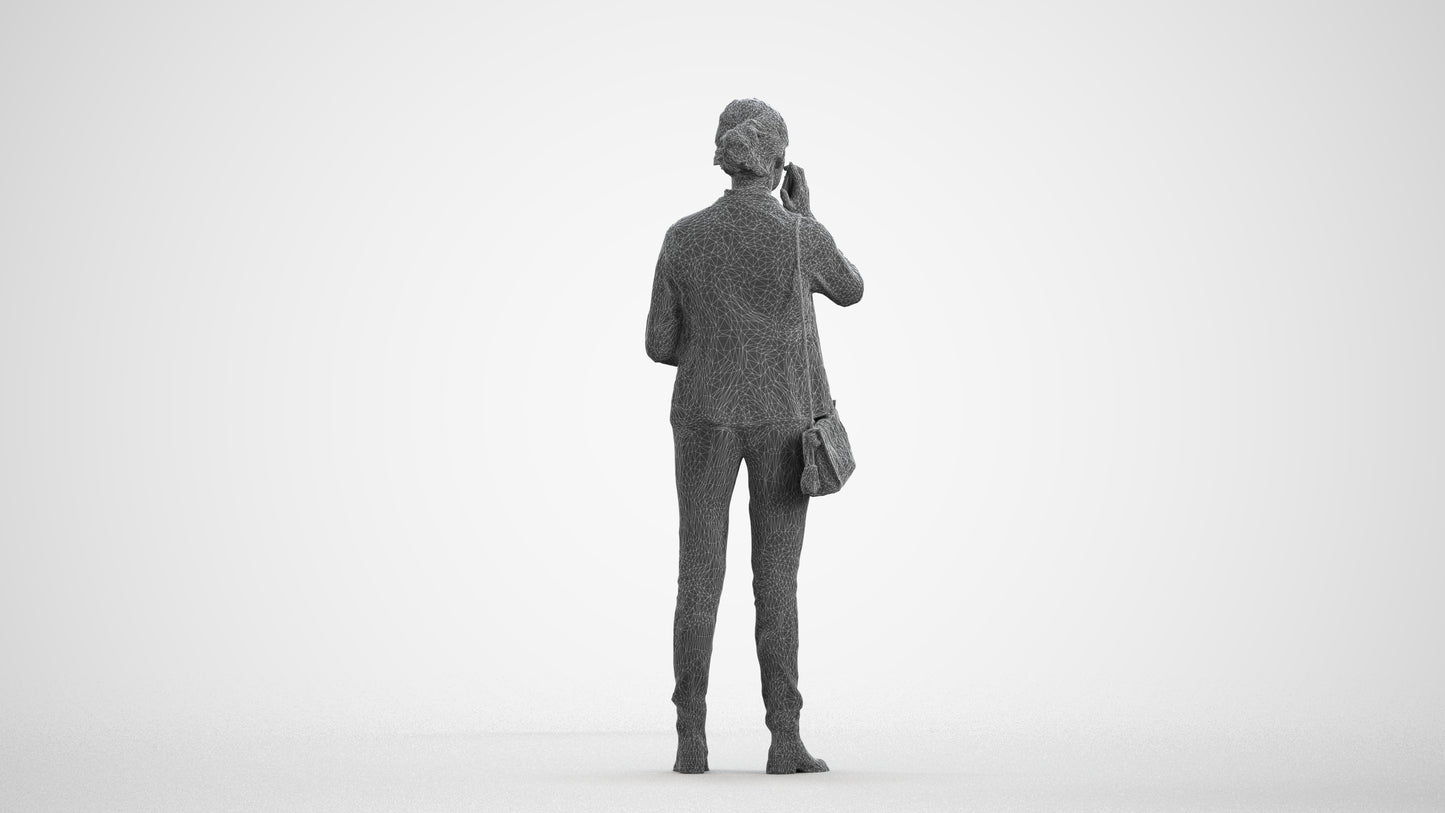 scanned 3D woman business, photogrammetry people for Enscape and V-Ray, wireframe front view