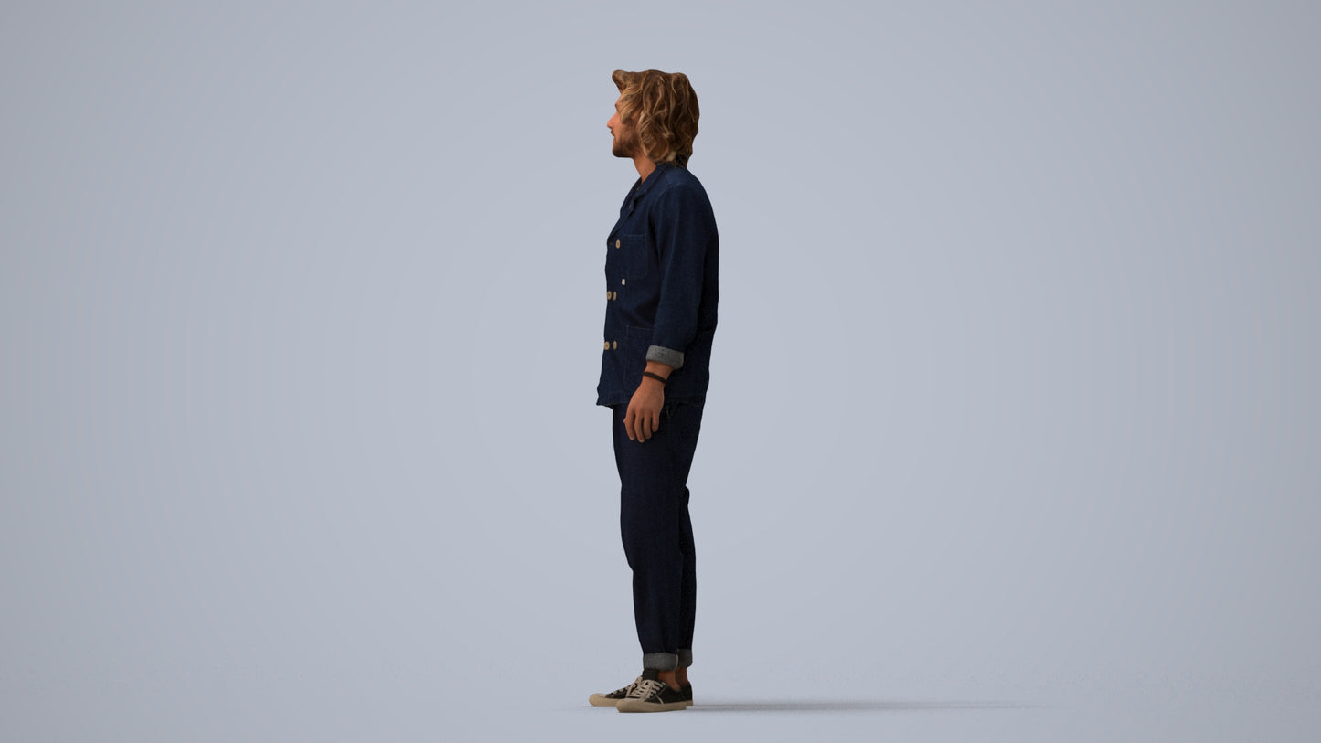 photogrammetry 3D man casual formalaffairs, realistic human model archviz FBX, three-quarter view render