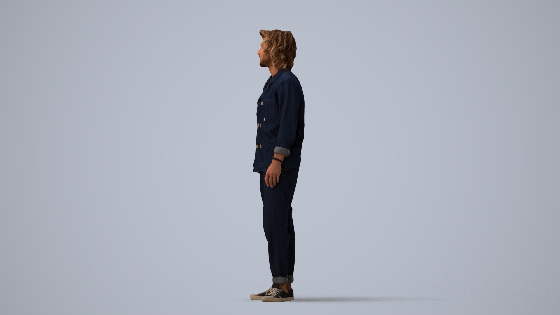 photogrammetry 3D man casual formalaffairs, realistic human model archviz FBX, three-quarter view render