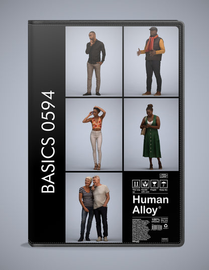3D human models standing bundle, 5 photogrammetry scanned people for archviz
