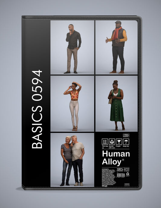3D human models standing bundle, 5 photogrammetry scanned people for archviz