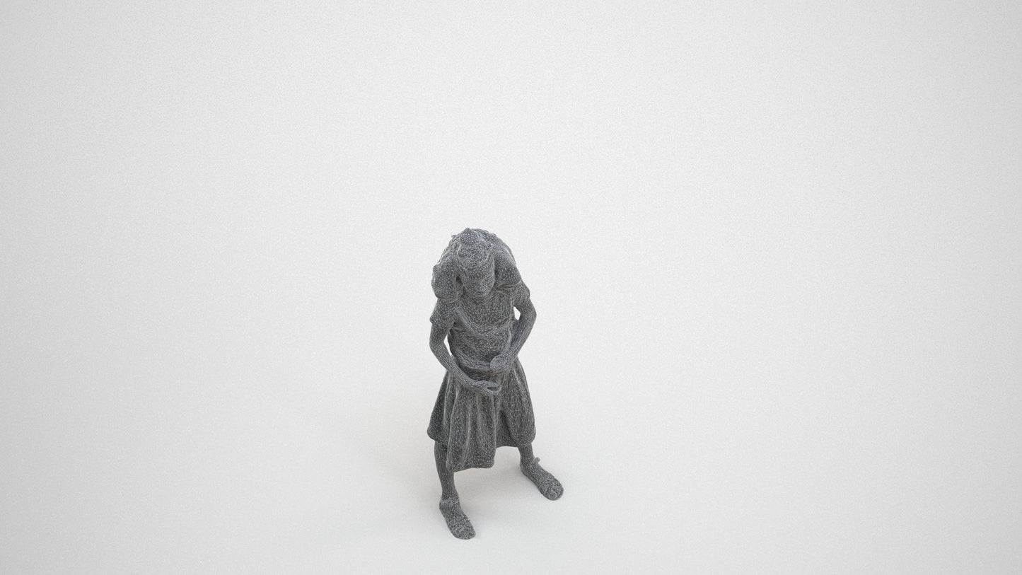 realistic 3D girl casual kids, scanned archviz people for Blender and 3ds Max, wireframe three-quarter view