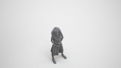 realistic 3D girl casual kids, scanned archviz people for Blender and 3ds Max, wireframe three-quarter view