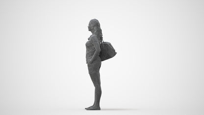 scanned 3D woman casual standing, photogrammetry people for Enscape and V-Ray, square thumbnail