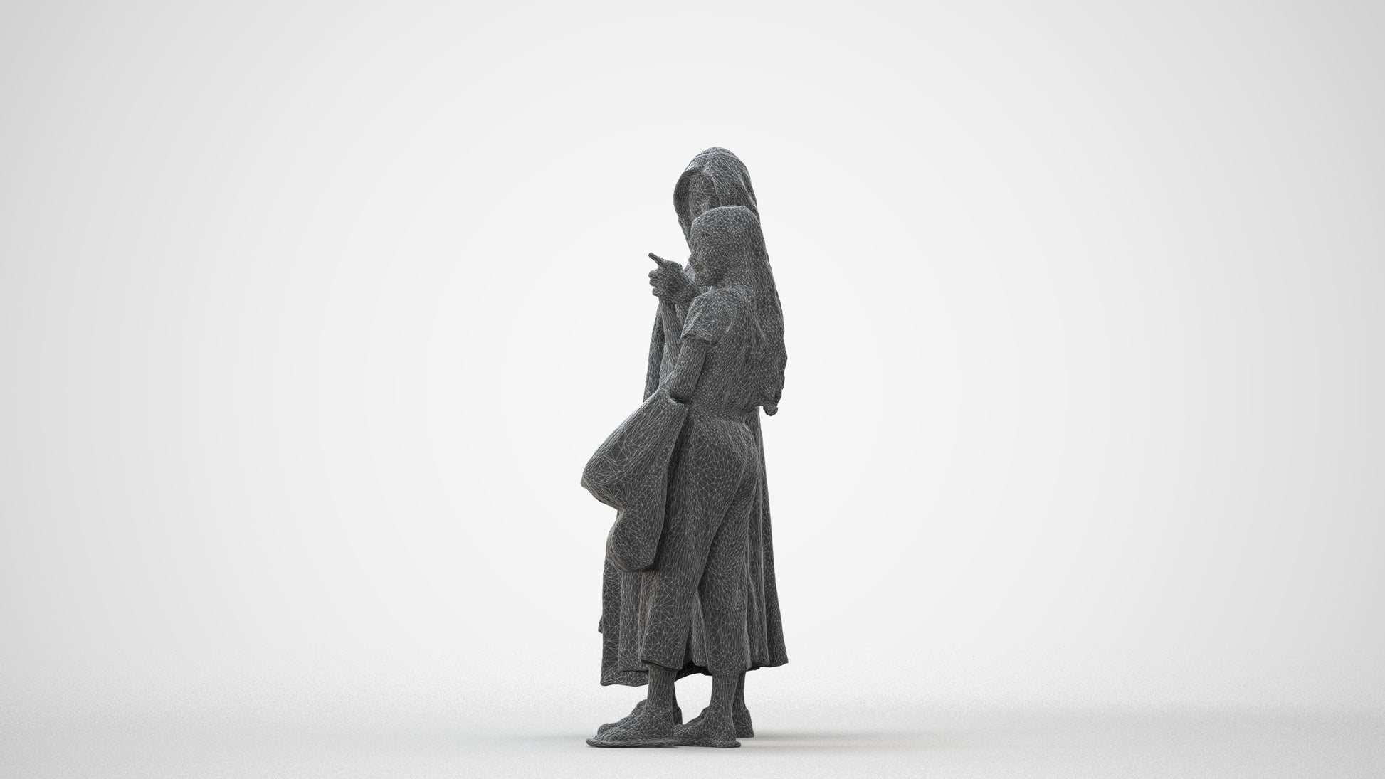 3D human model girl casual shopping, photogrammetry scanned person for archviz, square thumbnail