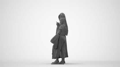 3D human model girl casual shopping, photogrammetry scanned person for archviz, square thumbnail