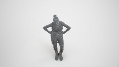 realistic 3D human woman sport, archviz people FBX OBJ for Blender, wireframe side view