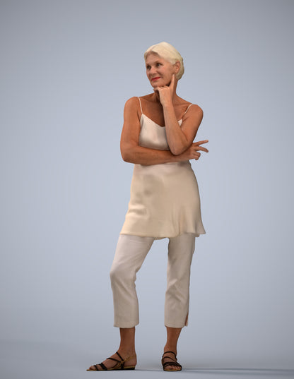 realistic 3D people senior woman casual standing, render-ready for V-Ray and Corona, FBX OBJ