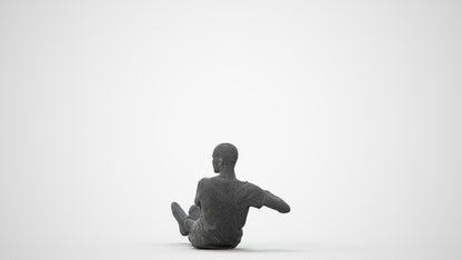 3D scanned man sitting casual, photorealistic archviz people for Enscape and SketchUp, square thumbnail