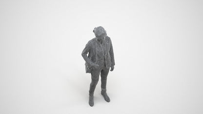 realistic 3D human woman business, archviz people FBX OBJ for Blender, wireframe three-quarter view