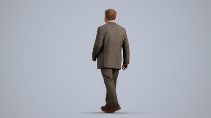 realistic 3D senior man business standing, scanned archviz people for Blender and 3ds Max, front view render