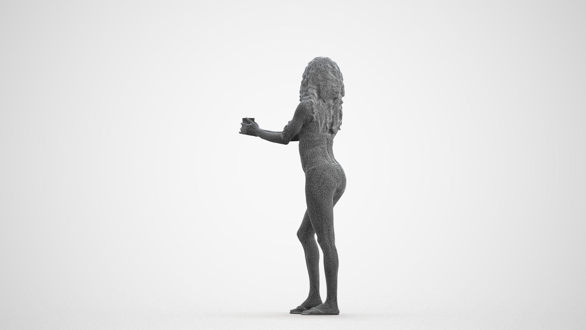 realistic 3D people woman pool, render-ready for V-Ray and Corona, FBX OBJ, wireframe front view