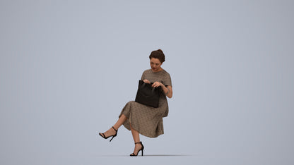 realistic 3D human woman casual mix, archviz people FBX OBJ for Blender, top-down view render