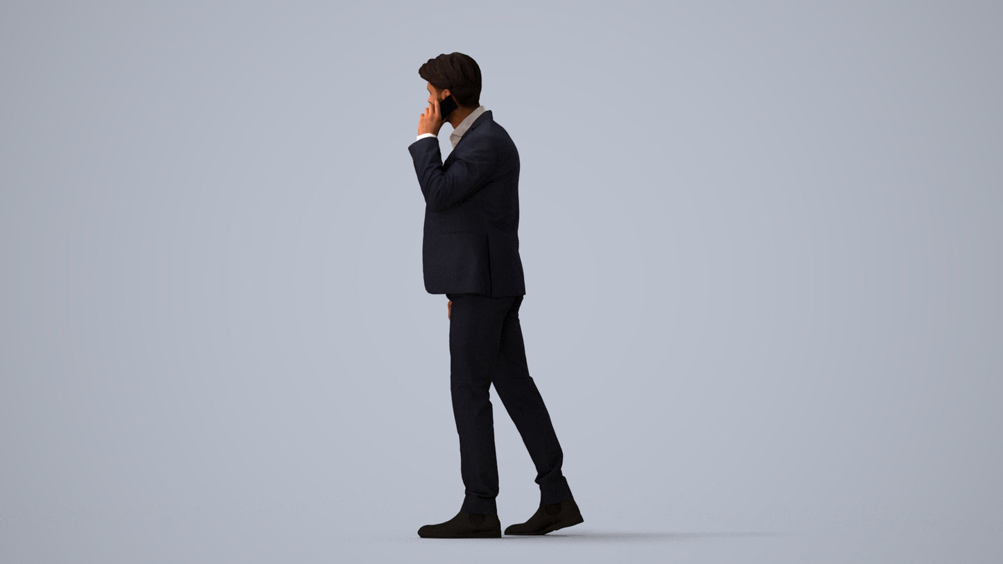 3D people model man business, scanned human for 3ds Max rendering, three-quarter view render