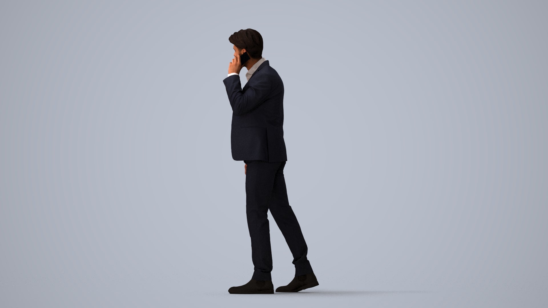 3D people model man business, scanned human for 3ds Max rendering, three-quarter view render