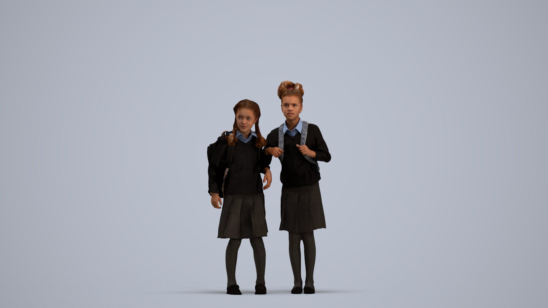 realistic 3D girl kids, scanned archviz people for Blender and 3ds Max, standing pose render