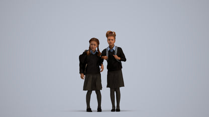 realistic 3D girl kids, scanned archviz people for Blender and 3ds Max, standing pose render
