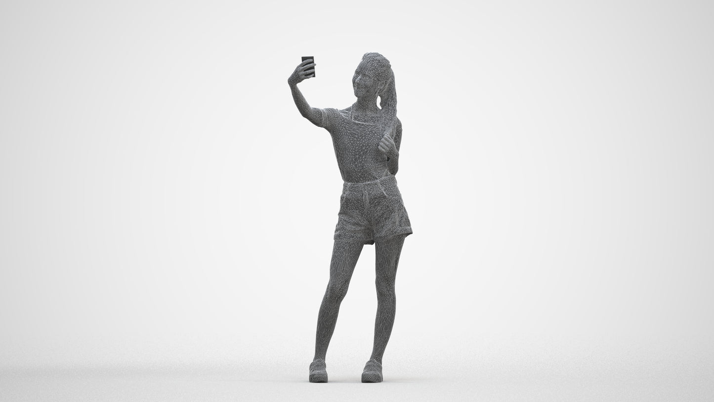 photogrammetry 3D woman casual standing, realistic human model archviz FBX, three-quarter front view render