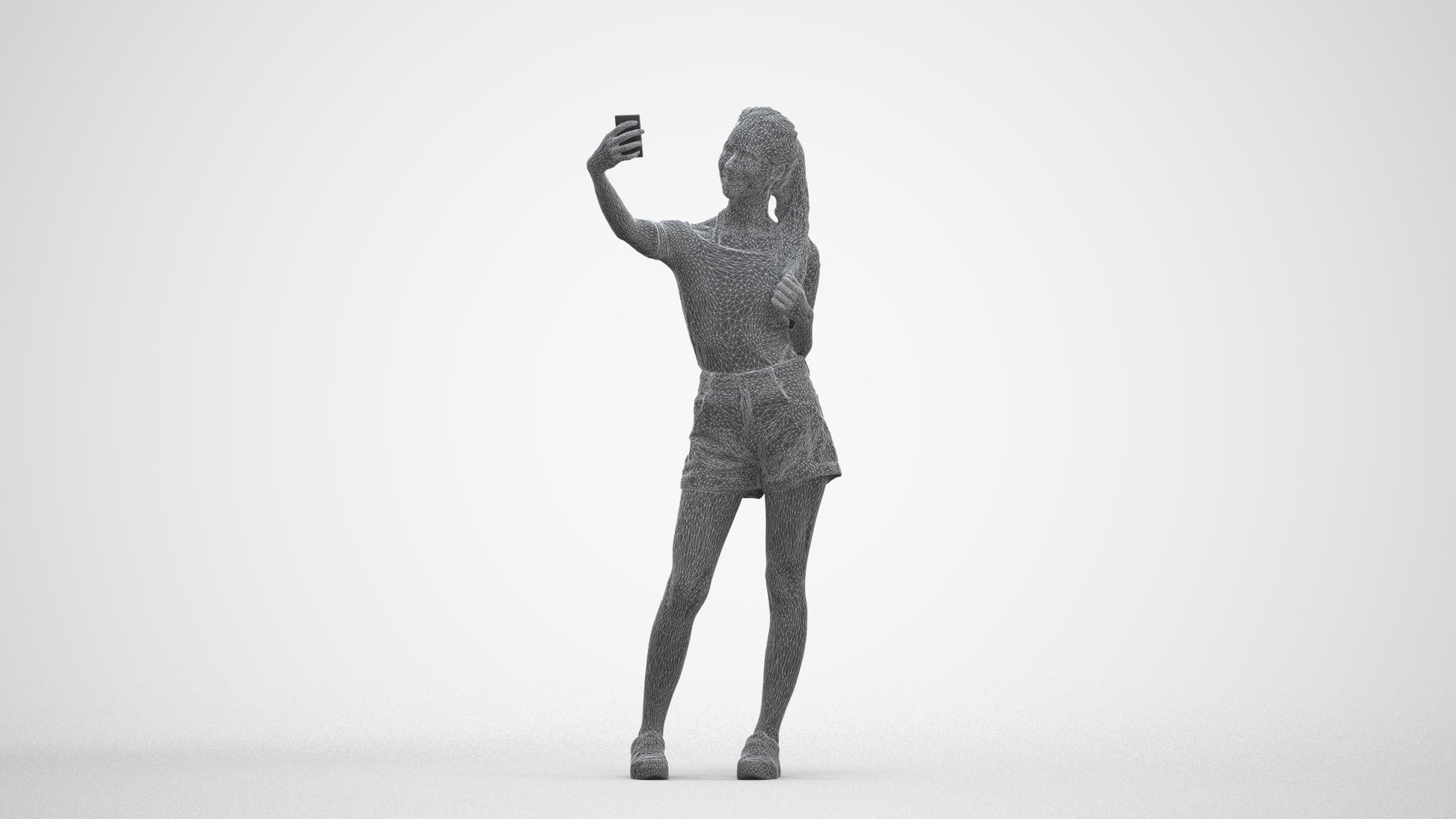 photogrammetry 3D woman casual standing, realistic human model archviz FBX, three-quarter front view render