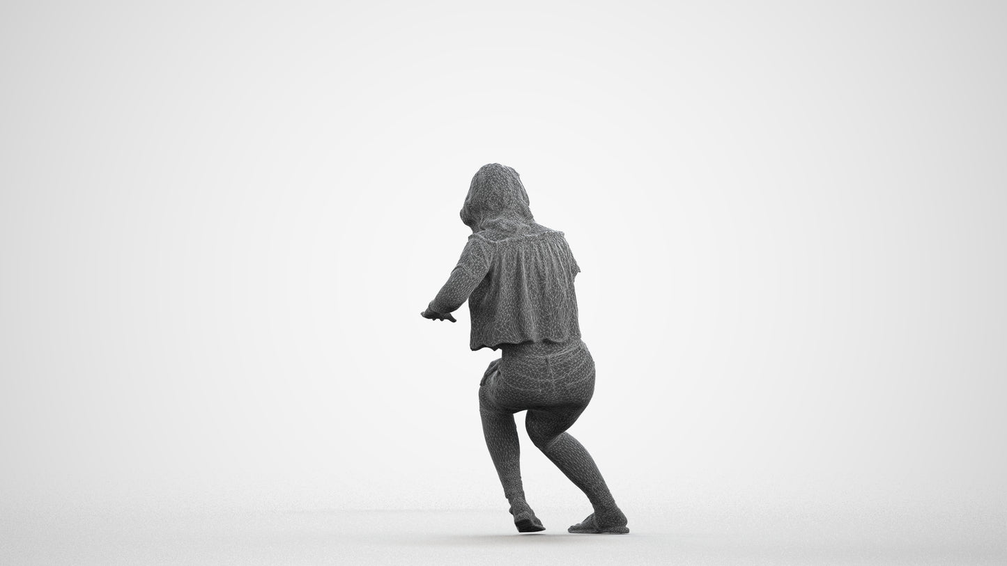 realistic 3D people woman casual sitting, render-ready for V-Ray and Corona, FBX OBJ, wireframe front view