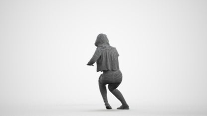 realistic 3D people woman casual sitting, render-ready for V-Ray and Corona, FBX OBJ, wireframe front view