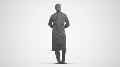 scanned 3D man hospitality, photogrammetry people for Enscape and V-Ray, three-quarter front view render