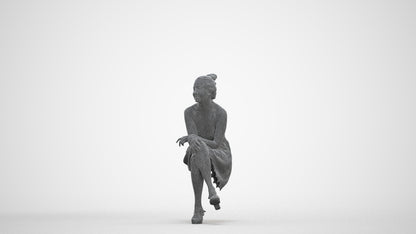 photogrammetry 3D woman formal sitting, realistic human model archviz FBX, three-quarter front view render