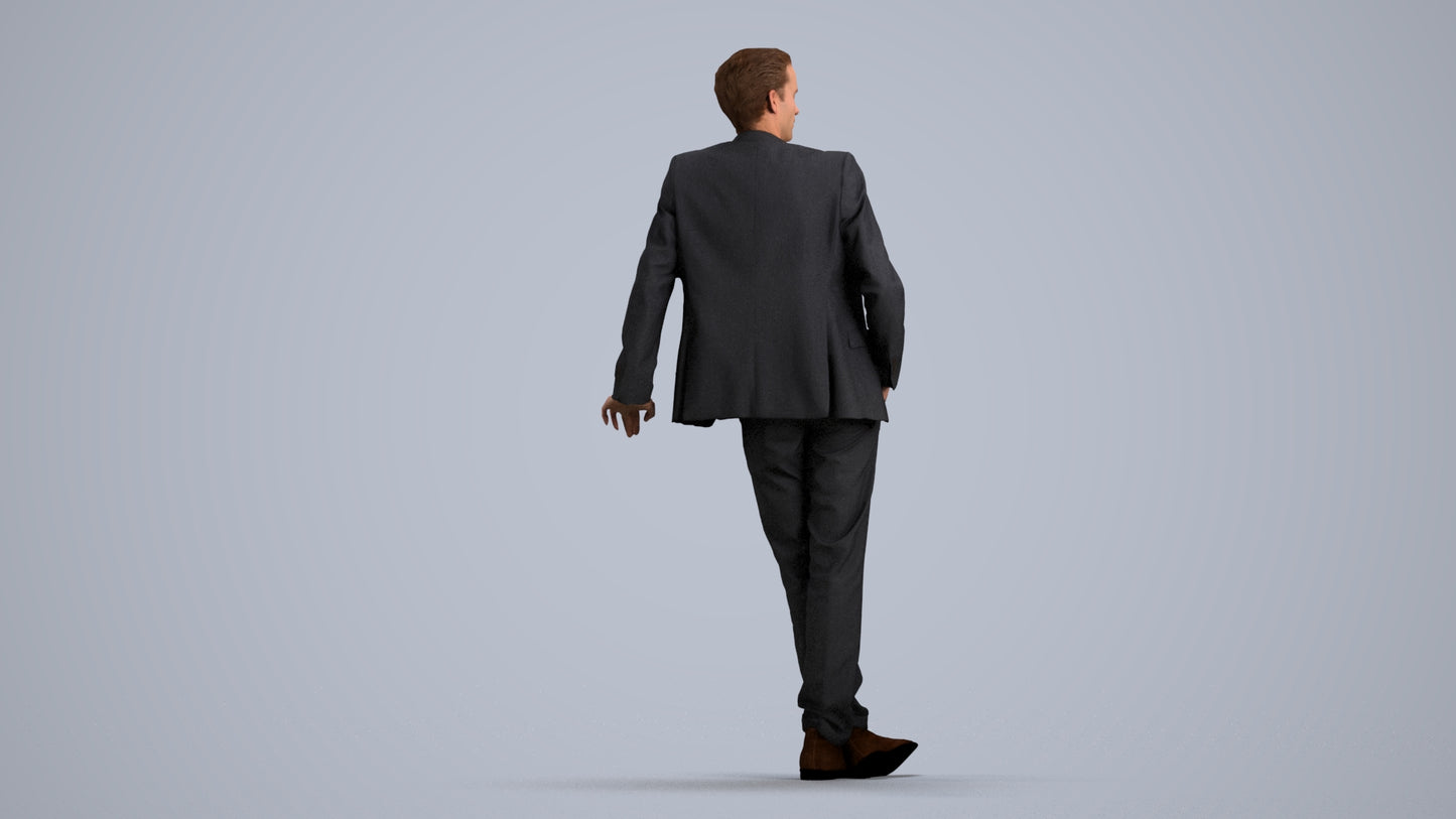3D scanned man business, photorealistic archviz people for Enscape and SketchUp, front view render