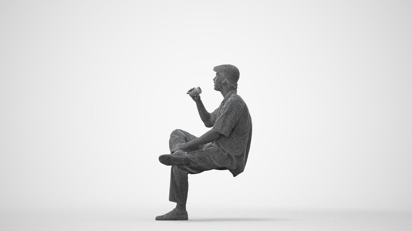 realistic 3D people man casual sitting, render-ready for V-Ray and Corona, FBX OBJ, square thumbnail