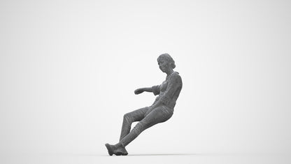realistic 3D woman casual sitting, scanned archviz people for Blender and 3ds Max, wireframe back view