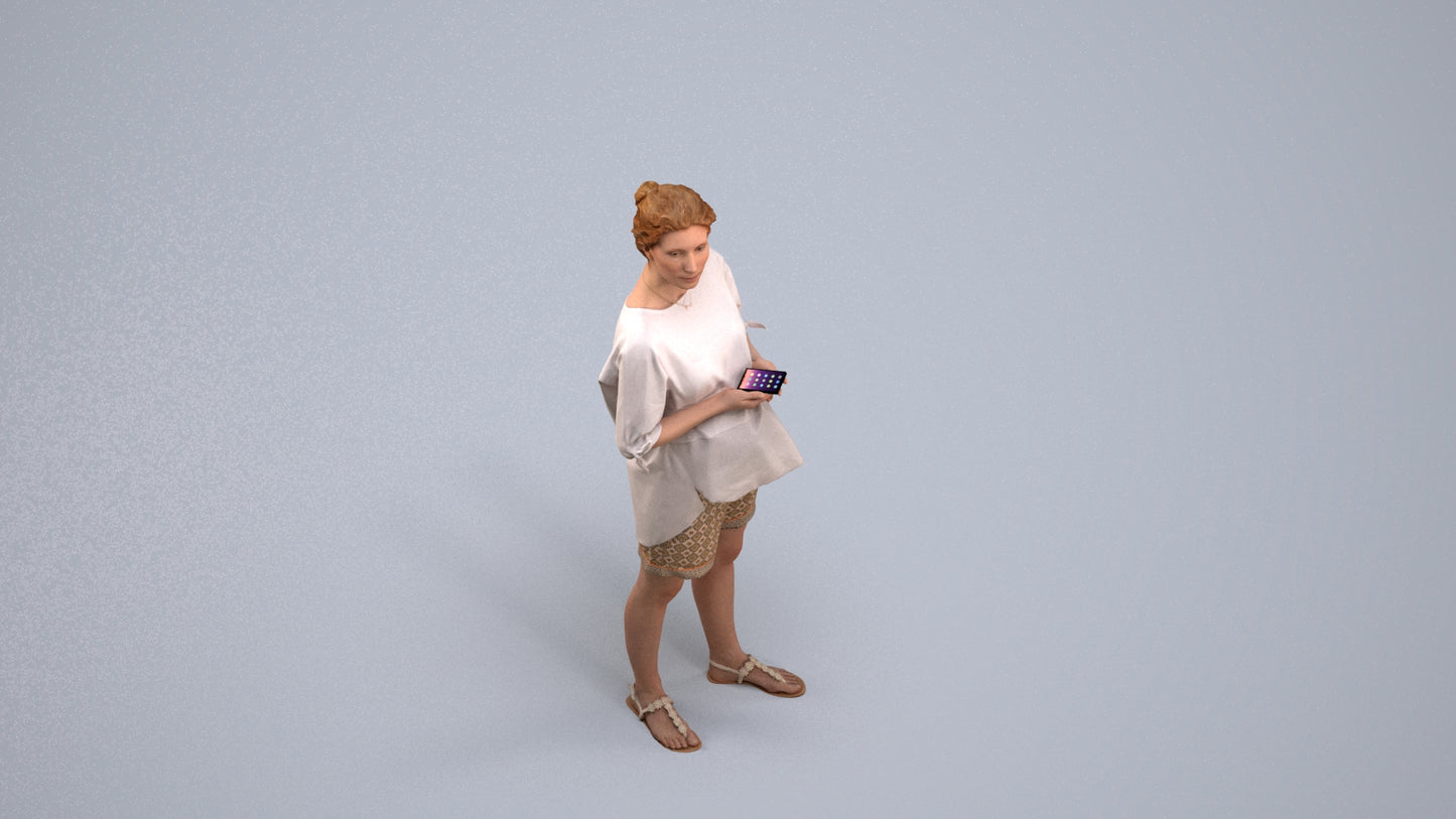 scanned 3D woman casual standing, photogrammetry people for Enscape and V-Ray, back view render
