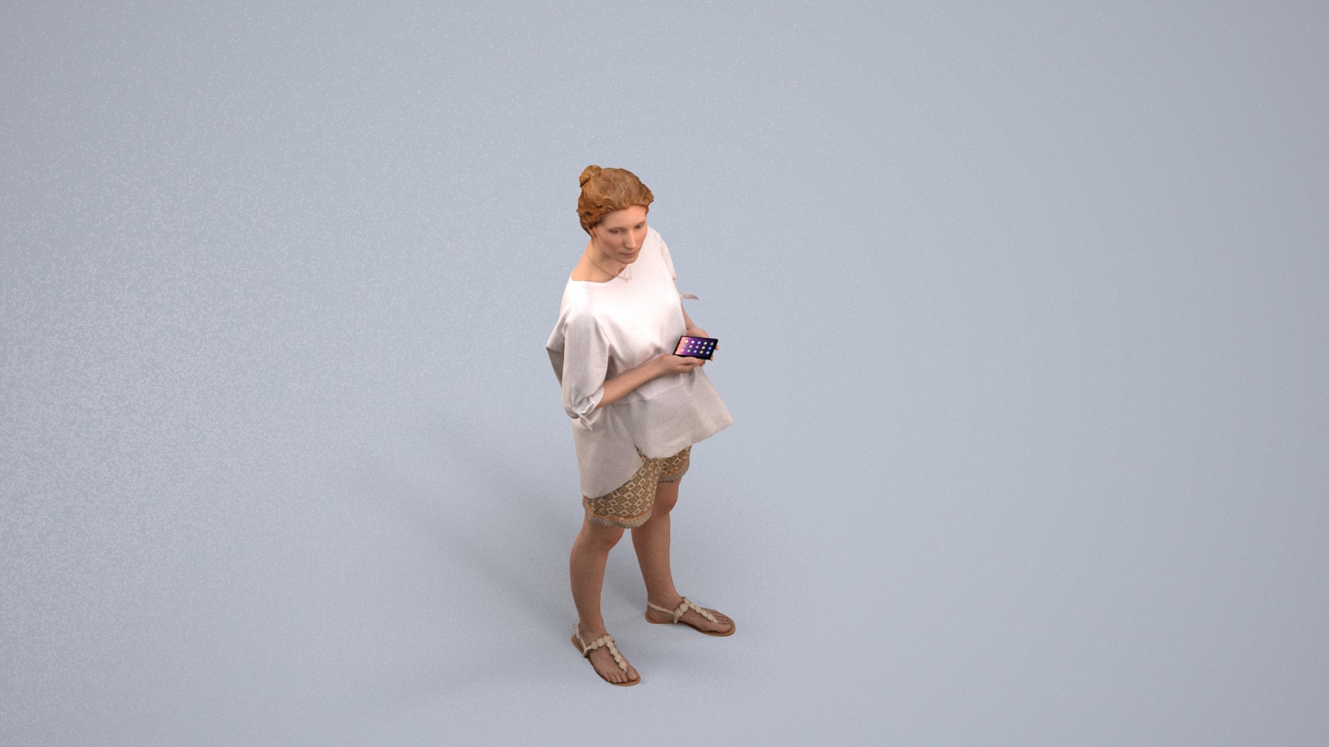 scanned 3D woman casual standing, photogrammetry people for Enscape and V-Ray, back view render