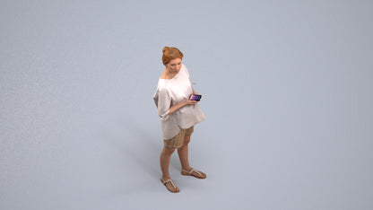 scanned 3D woman casual standing, photogrammetry people for Enscape and V-Ray, back view render
