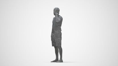 photogrammetry 3D man casual standing, realistic human model archviz FBX, wireframe back view