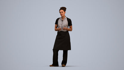 scanned 3D woman hospitality, photogrammetry people for Enscape and V-Ray, standing pose render