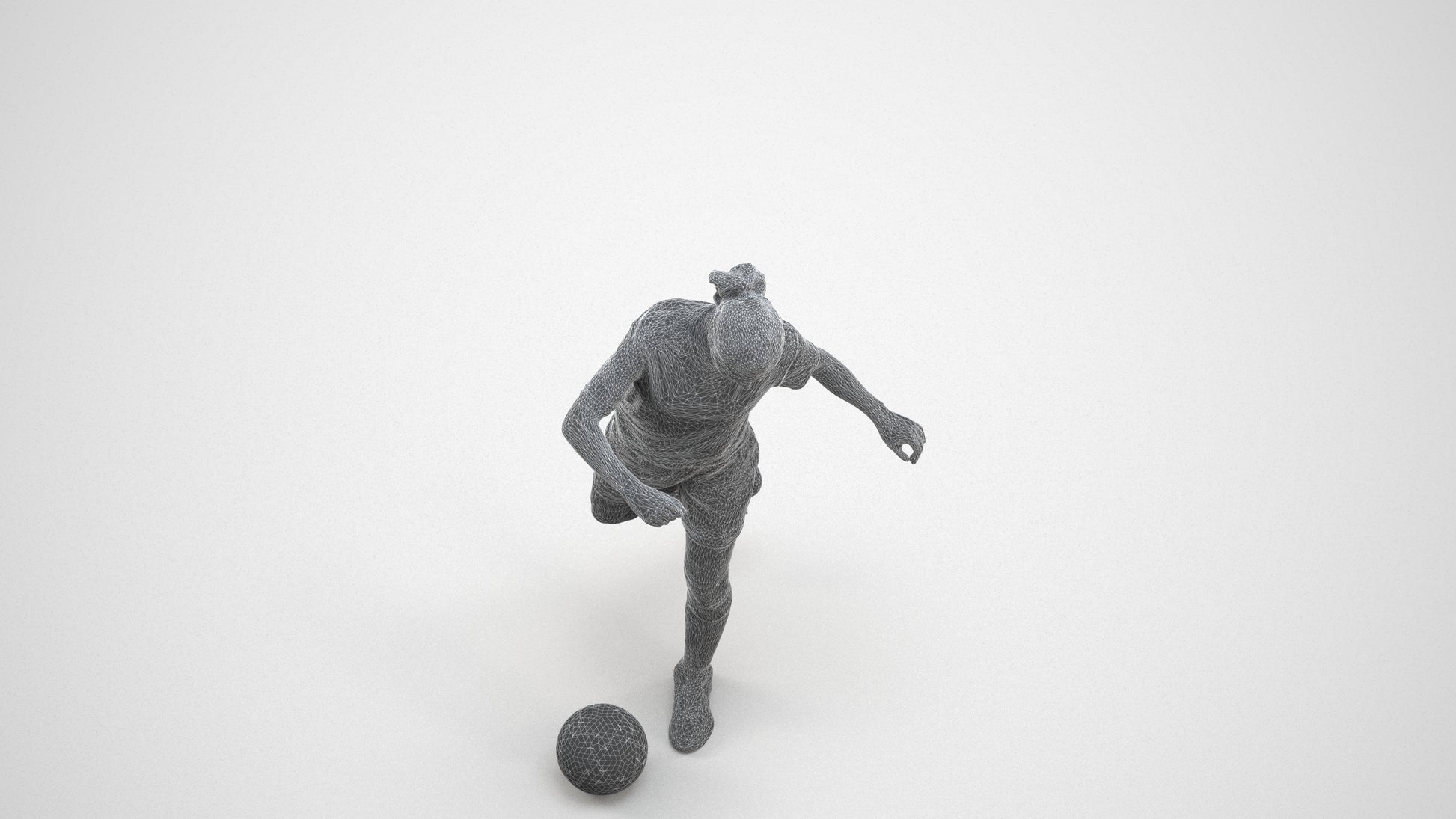 realistic 3D people woman sport, render-ready for V-Ray and Corona, FBX OBJ, wireframe three-quarter view