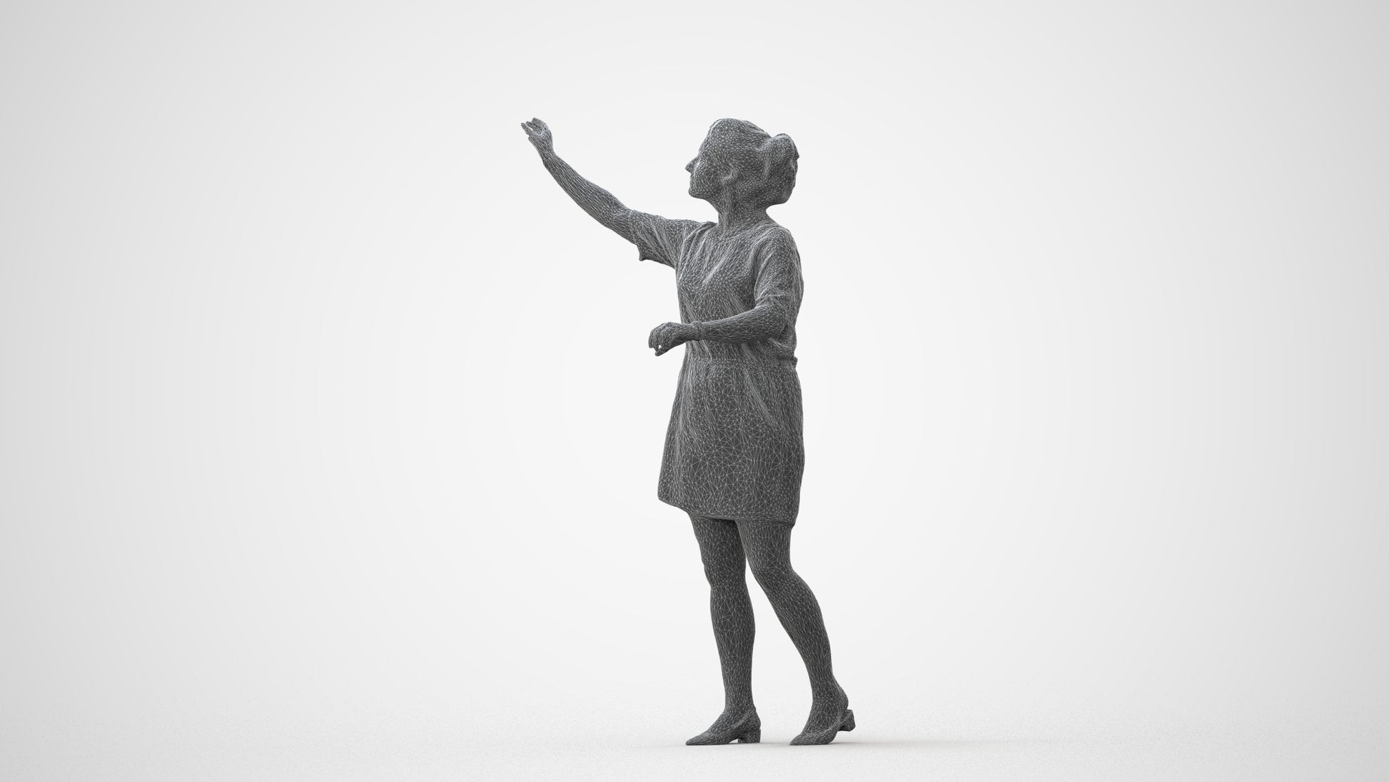 realistic 3D woman casual standing, scanned archviz people for Blender and 3ds Max, square thumbnail
