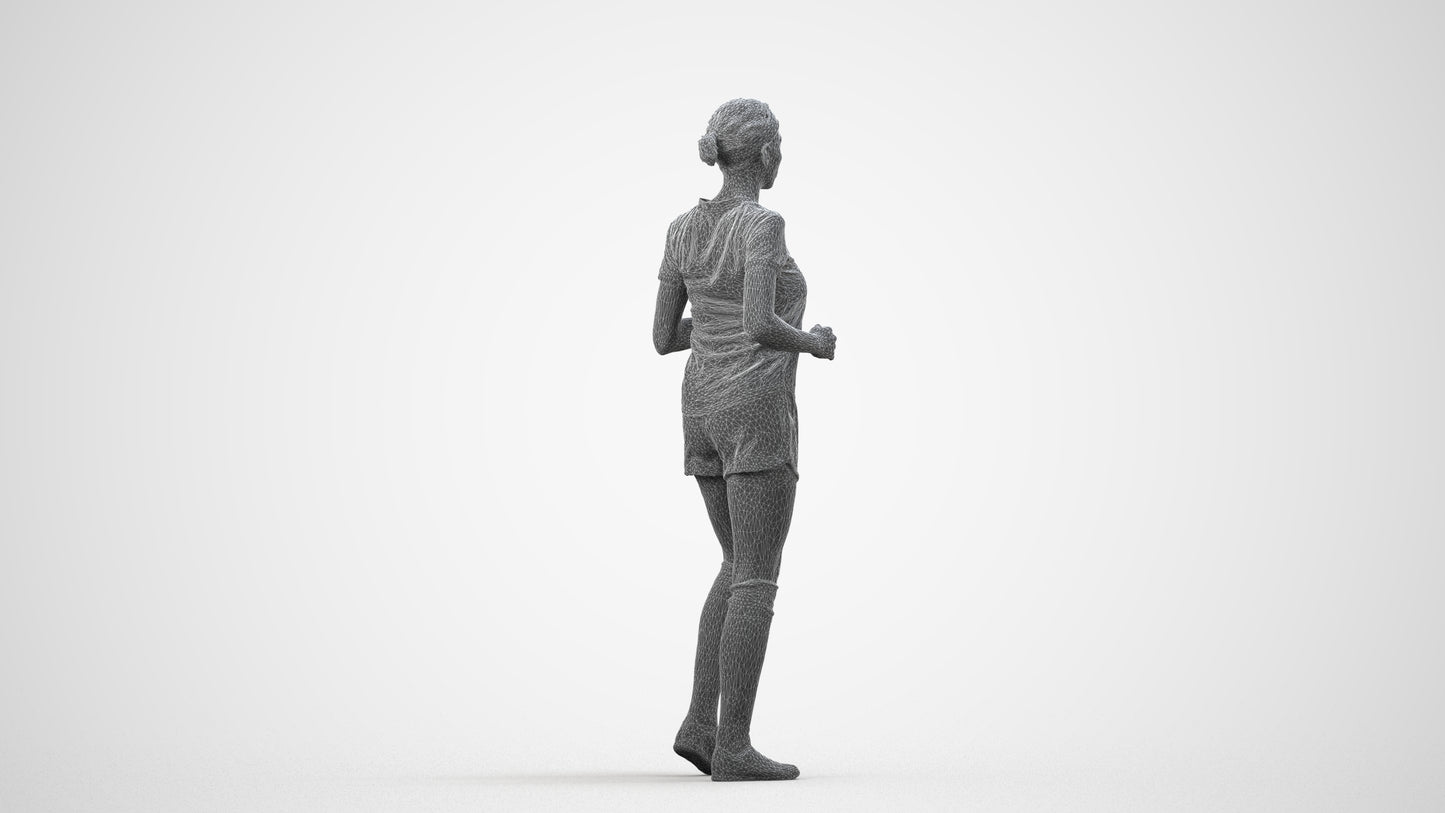 scanned 3D woman sport, photogrammetry people for Enscape and V-Ray, wireframe side view
